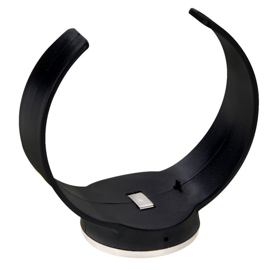 Black silicone wine bottle thermometer strap with circular silver sensor housing