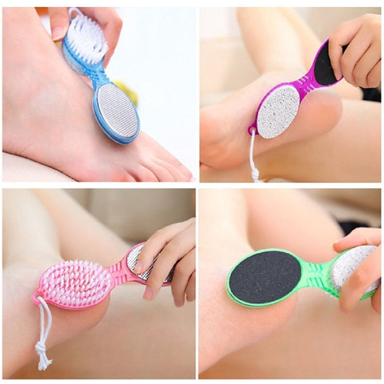 Colorful foot pedicure paddles with pumice, brush, and textured grinding stone surfaces