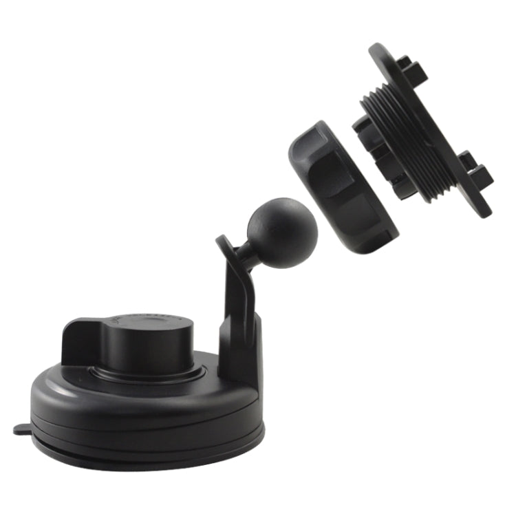Black car phone mount suction base with foldable swivel arm and clamp head