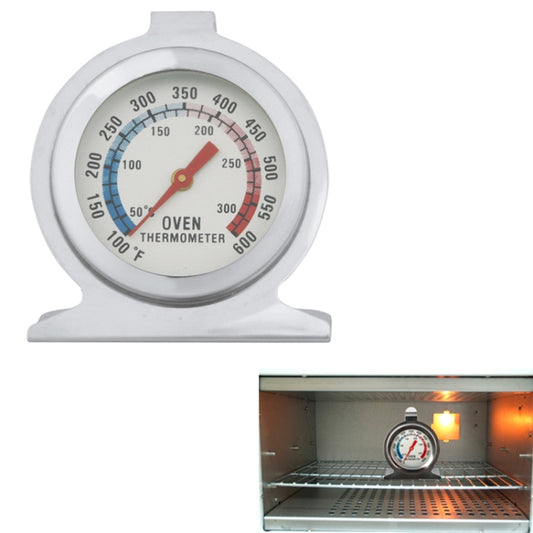 Stainless steel oven dial thermometer with stand, Fahrenheit and Celsius temperature scale