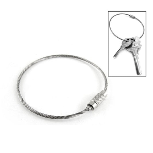 Stainless steel wire key chain loop with split keyring and two keys