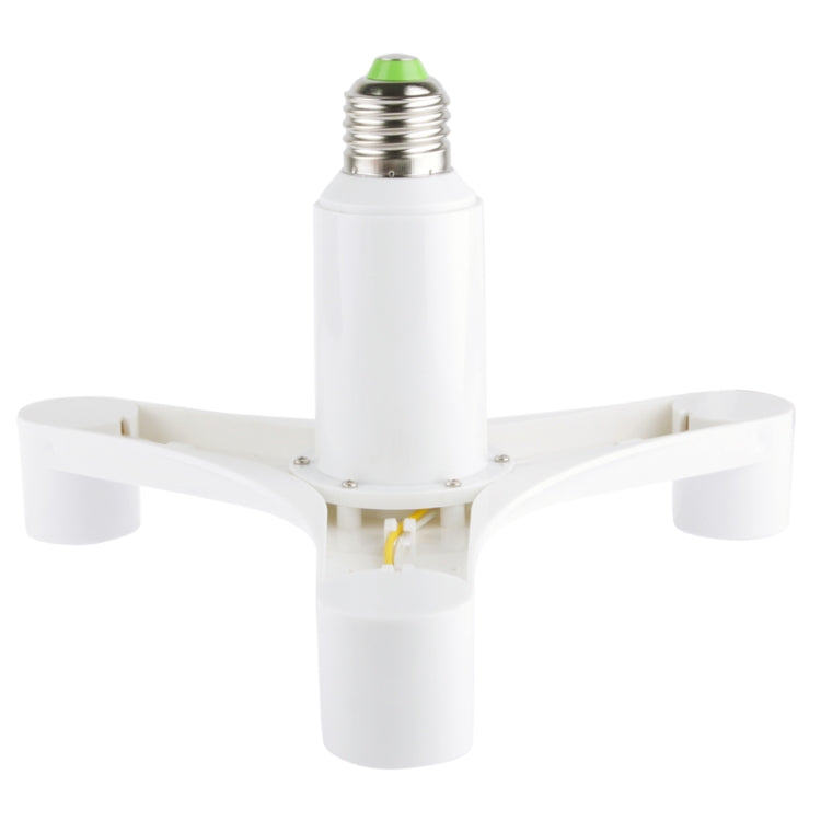 White E27 lamp holder bulb adapter with screw base and three horizontal sockets