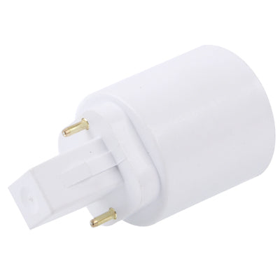 White E27 to G24 lamp base adapter with two brass pins