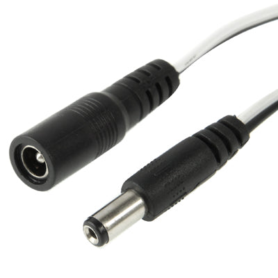 DC barrel power extension cable, black, 5.5mm x 2.1mm connectors