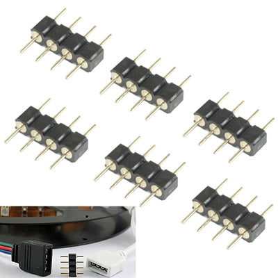 4-pin male RGB LED connector, black header with gold pins, 4 contacts