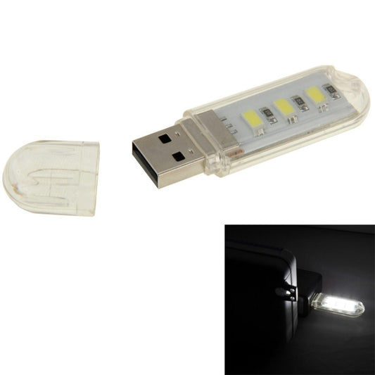 USB flash-style LED light with clear body, USB plug and white LEDs