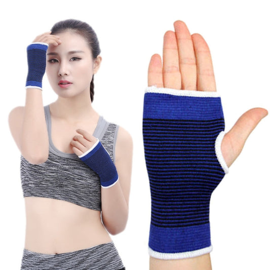 Elastic protective palm sports glove sleeves, dark blue with white trim (2-pack).