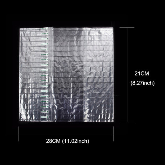 Air column cushion bag, silver wrap sized 28×21 cm with inflation tube rows