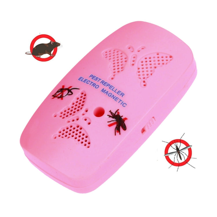 Plug-in ultrasonic pest repeller device, pink, with raised sensor speaker grille