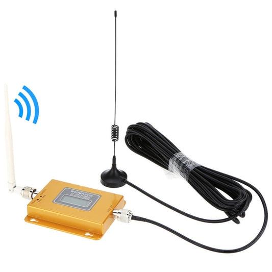 Gold WCDMA 2100MHz signal booster repeater with LCD panel and suction antenna cable