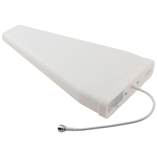 White outdoor log-periodic dipole antenna with N-female coax cable connection