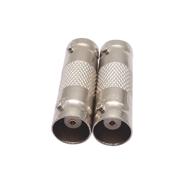 Pair of silver BNC inline splice ends with circular center holes