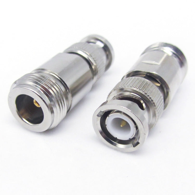 Nickel plated BNC plug to UHF jack coax connectors, silver metal, threaded ends (2)