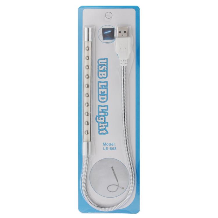 LED light bar and USB cable in retail blister package, silver