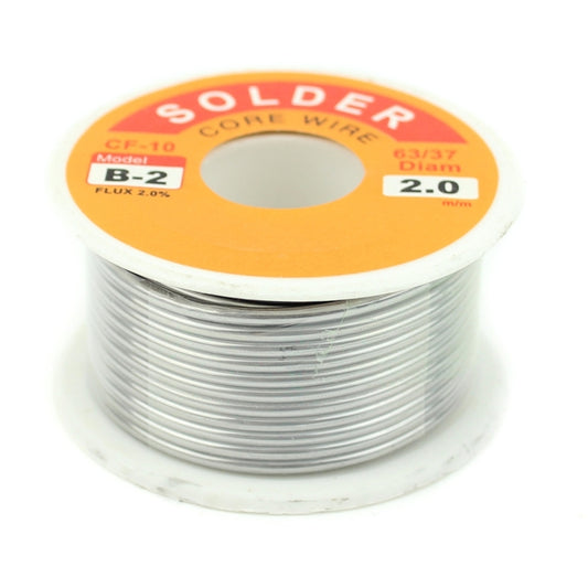 Solder wire spool, 2.0mm diameter tin-lead core with flux, orange label B-2
