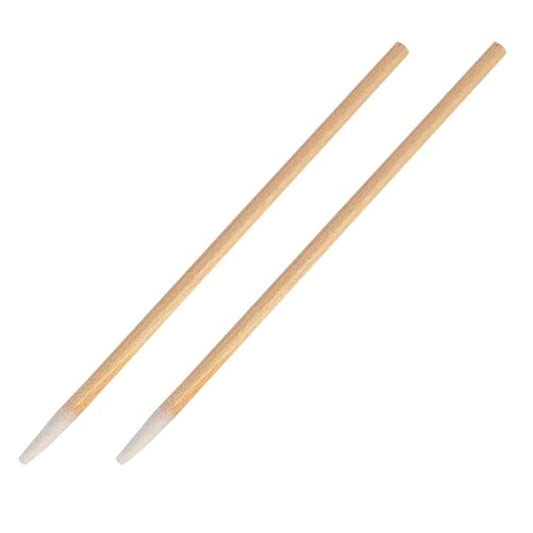 Cotton swabs with one head, two light wood sticks and white tips