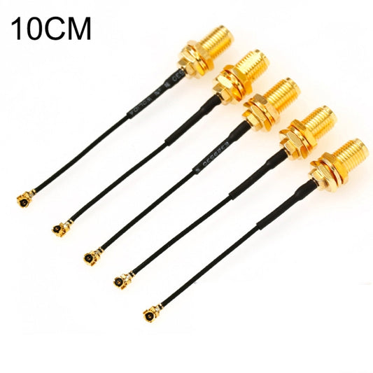 Set of 5 RG178 adapter cables with SMA female connectors and gold ends, 10 cm