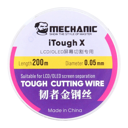 MECHANIC iTough X cutting wire spool, 0.05 mm, 200 m, gold wire on clear reel