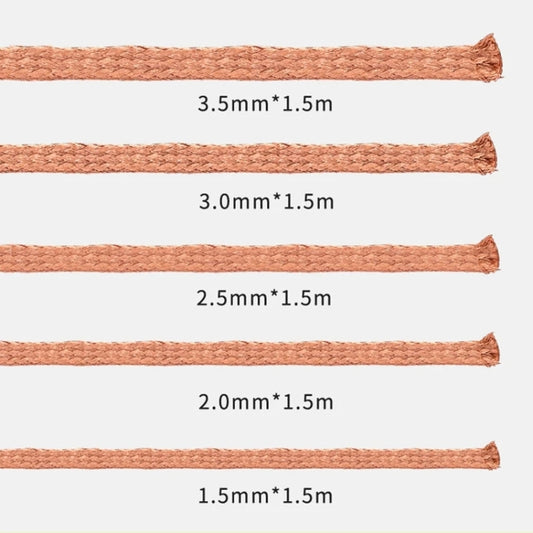 Desoldering wire braid strands, sizes 3.5 to 1.5 mm, each 1.5 m long
