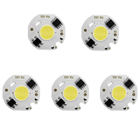 Circular COB LED light chip module with SMD driver and mounting pads, yellow emitter