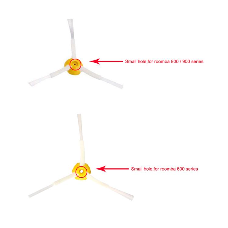 Triangle side brush heads with small mounting holes for different Roomba series