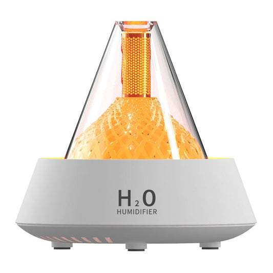 Glittering humidifier diffuser with orange light glow and clear top