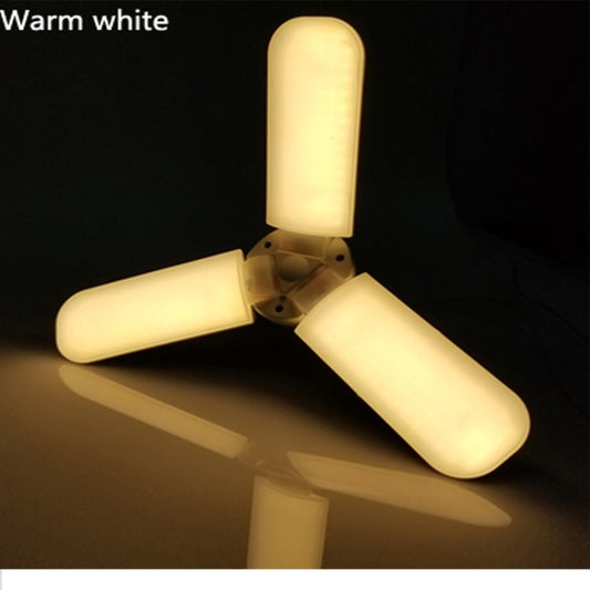 Warm white E27 LED fan bulb with three foldable blade lamps