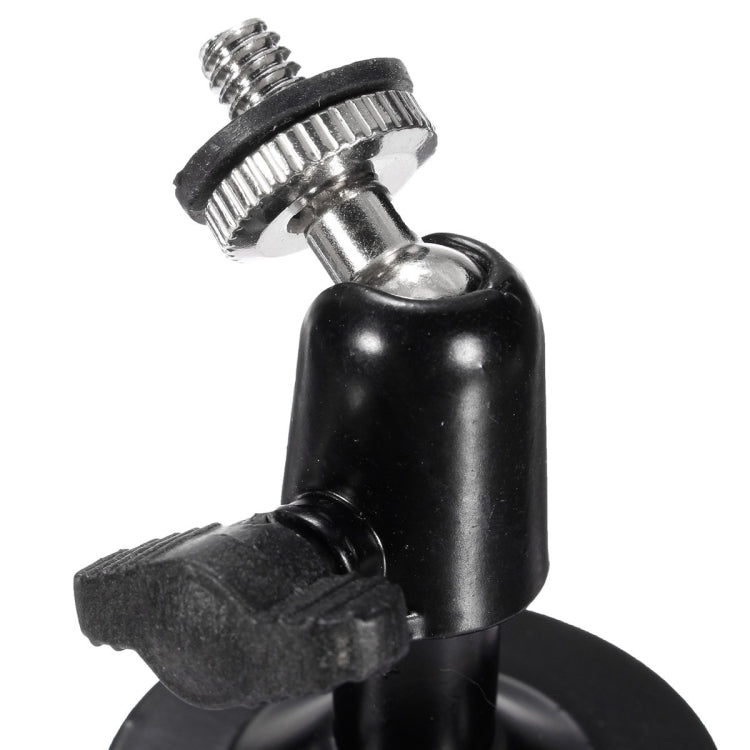 Black CCTV mount bracket with knurled adjustment ring and threaded bolt on base