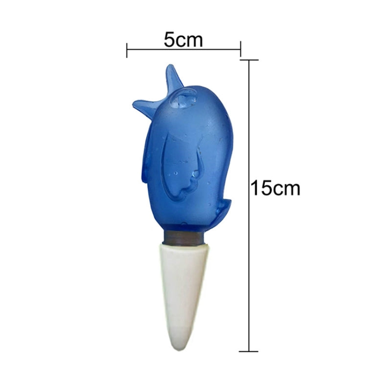 Blue bird sprinkler dimensions: 5 cm wide, 15 cm tall, with white stake