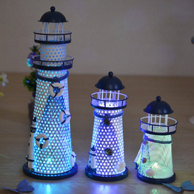 Three LED night light towers with blue LEDs, domed caps, and perforated metal bodies