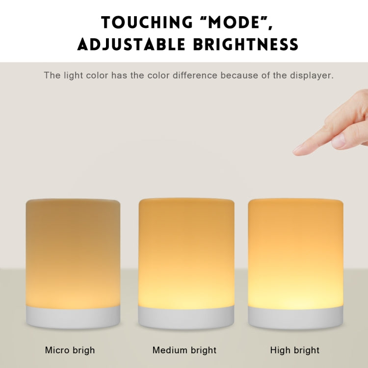 Rechargeable LED night light touch mode with adjustable warm brightness levels