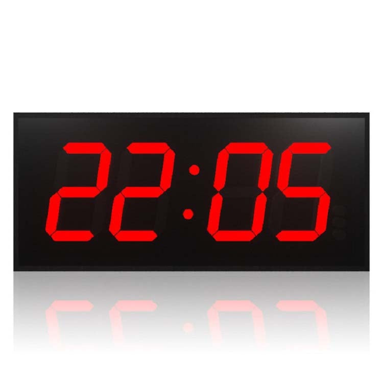 LED digital wall clock with red segmented time display 22:15