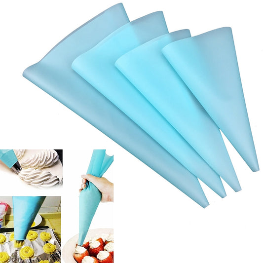 Silicone icing piping bag set, blue, 4-piece nozzles