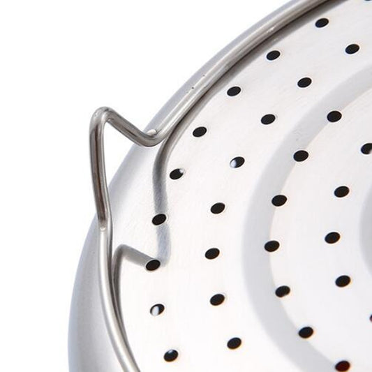 Perforated stainless steel steamer basket insert with side loop handles