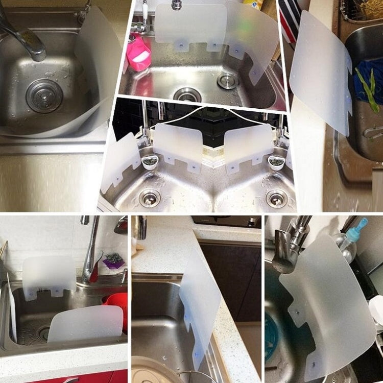 Set of white splash-proof baffle boards with suction cups, multiple placements shown.