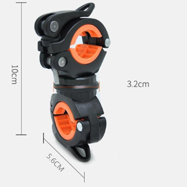 Black and orange dual flashlight clip holder with size measurements (5.6cm, 10cm)