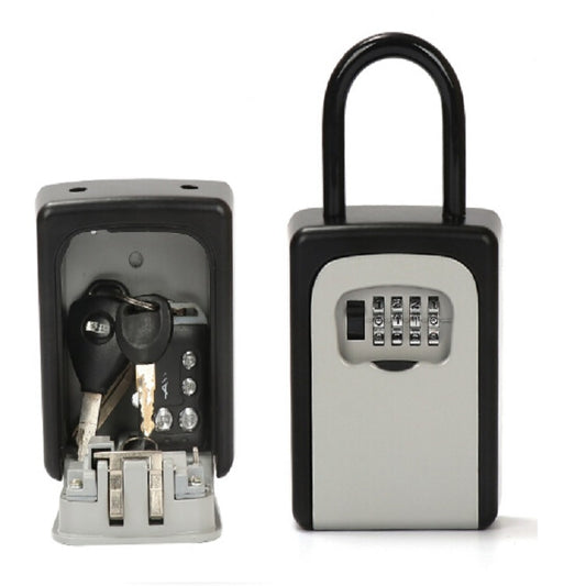 Combination key lock box with keypad; open compartment shows keys inside.