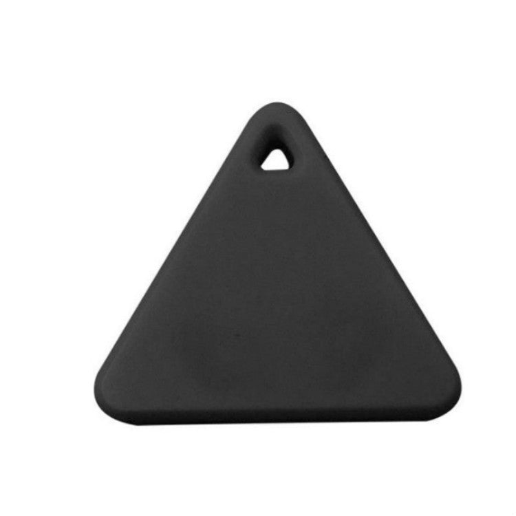 Black triangular Bluetooth key finder tag with hanging hole.