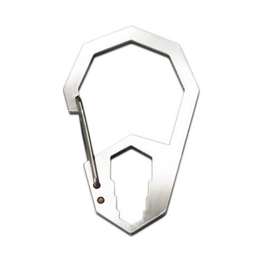 Stainless steel hex spanner keychain tool with hanging carabiner-style frame