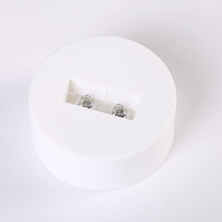 Rainbow neon light internal battery terminals inside white round housing