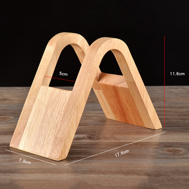 Wooden V-shaped filter holder with size guides: 11.6cm, 17.6cm, 7.9cm