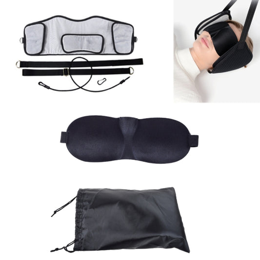 Neck stretcher set with cervical hammock, dark eye mask, straps, and storage pouch