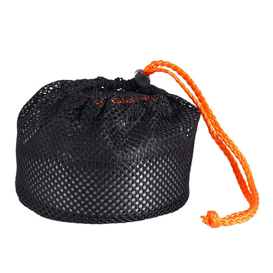 Mesh storage pouch with orange drawstring for the outdoor kettle
