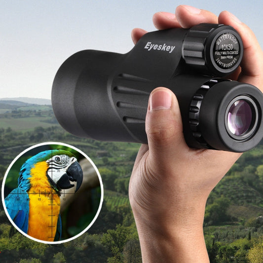 Eyeskey 10x50 monocular telescope with black body and large front objective lens