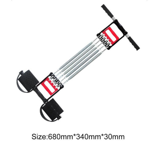 Resistance spring band with black straps, red center, and long silver spring rods