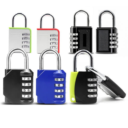 Color assortment four-digit combination padlocks with chrome shackles and number dials