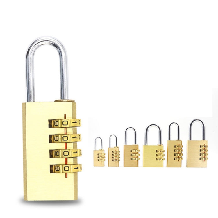 Set of brass four-digit code padlocks with numbered dial faces and arched shackles