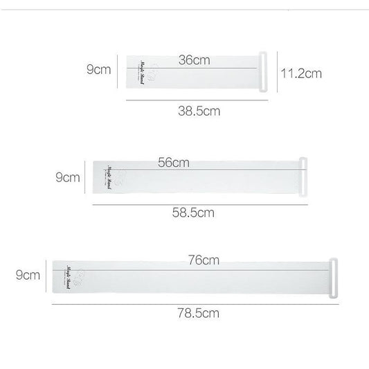 White self-adhesive roll straps with printed size measurements in cm