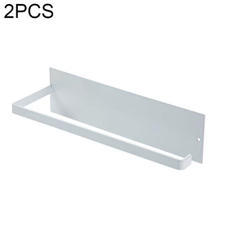 Wall-mounted roll holder towel rack, matte white metal shelf with end mounts