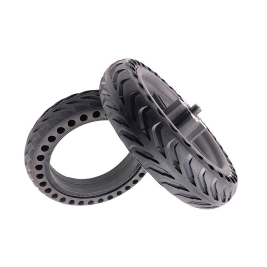 Pair of honeycomb solid wheel tires with thick tread, dark gray